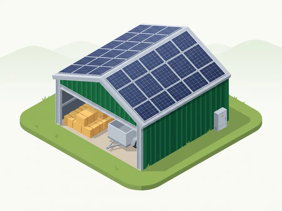 Illustration : Hangar avec toiture photovoltaïque
