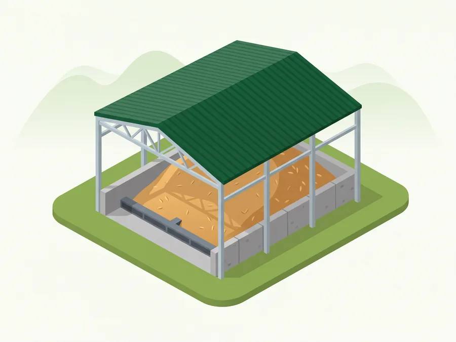 Illustration : Stockage à plat sous hangar