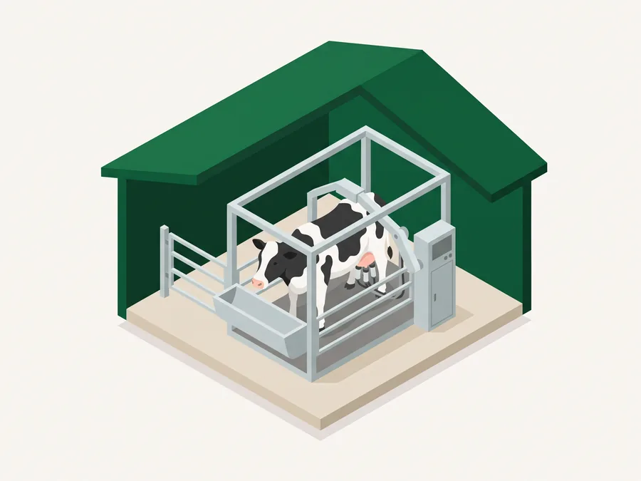 Illustration : Robot de traite mono ou multistalle